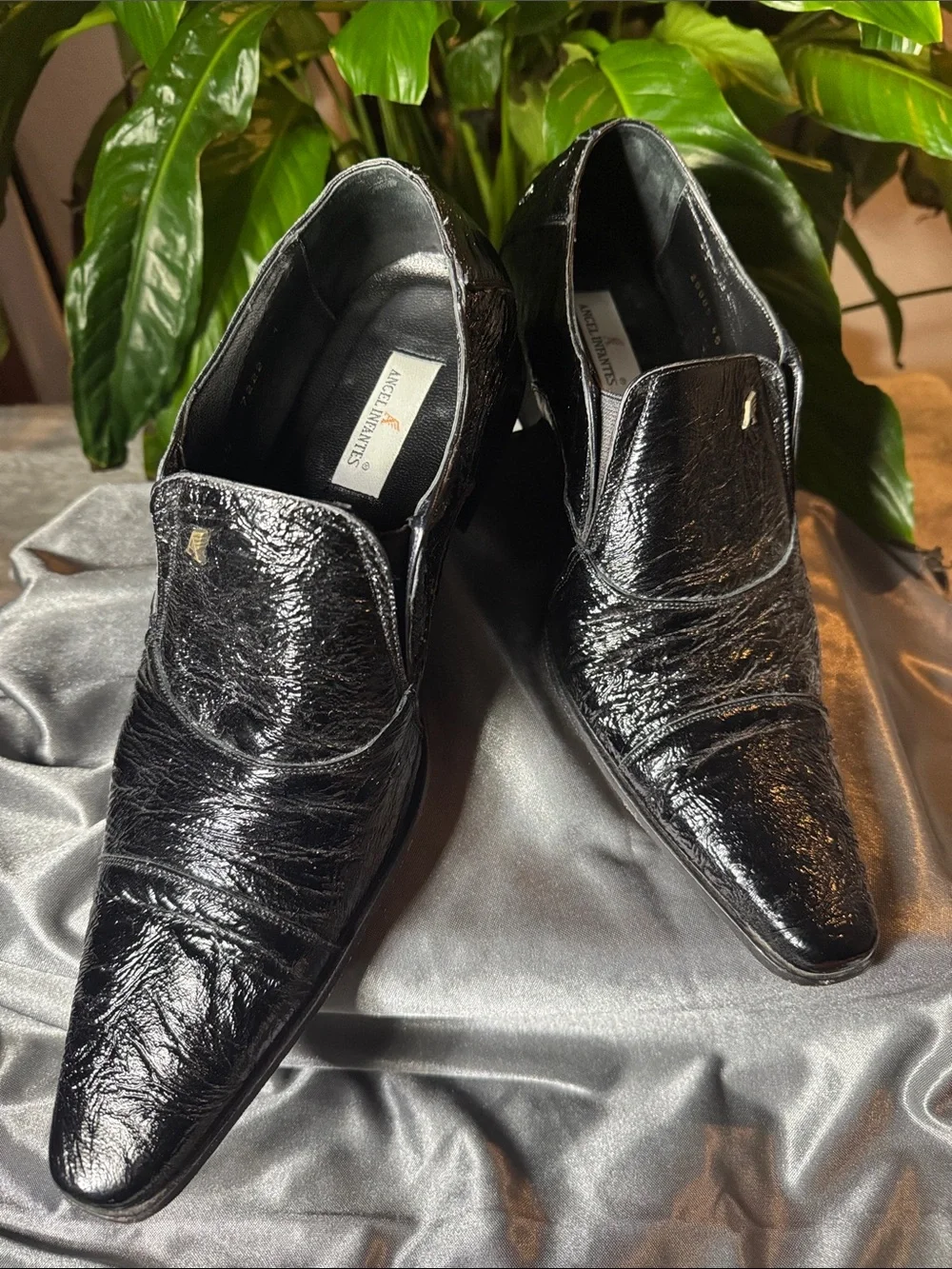 Angel Infantes Slip-On Black Patent Leather Shoes - Men's Size EU 45 / US 11.5